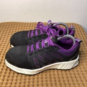 Reebok Shoes Women Size 7 M Black Cushion Steel Toe Work Navy Slip Resistant